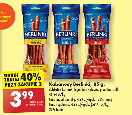 Kabanosy pikantne chilli Morliny berlinki promocja