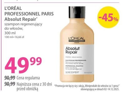 Szampon L'OREAL PROFESSIONNEL PARIS Absolut Repair regenerujący do włosów promocja w Hebe