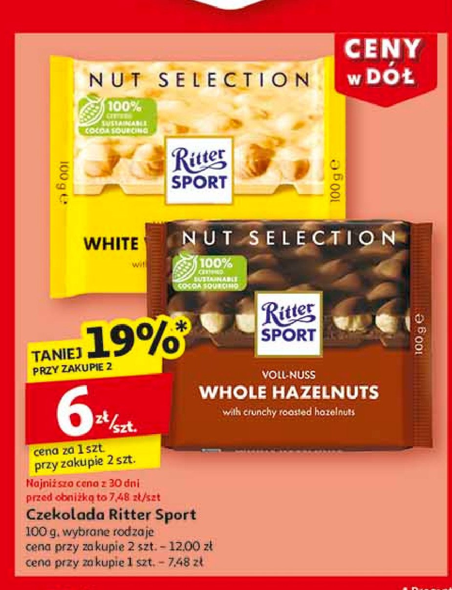 Czekolada gorzka z całymi orzechami Ritter sport promocja w Auchan