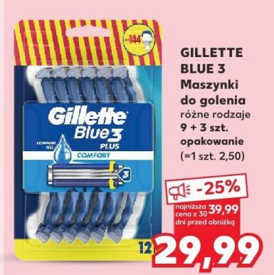 Maszynki do golenia GILLETTE BLUE 3 różne rodzaje 9 + 3 szt. promocja w Kaufland