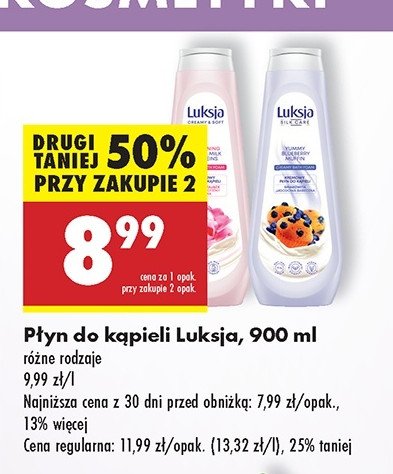 Płyn do kąpieli rose & milk protein Luksja creamy & soft promocja w Biedronka