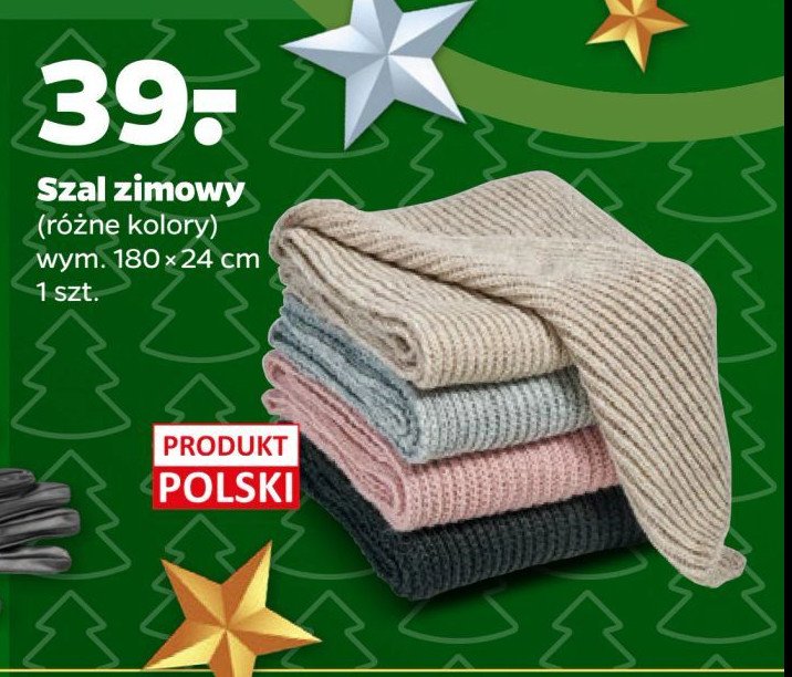 Szal zimowy 180 x 24 cm promocja w Netto