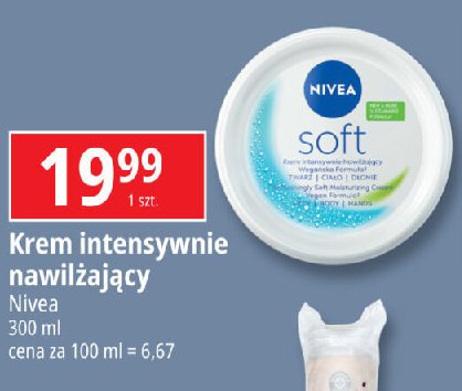 Krem do twarzy i ciała intensywnie nawilżający Nivea soft promocja w Leclerc