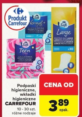 Podpaski higieniczne Soft Normal+ Ultra Carrefour 14 szt. promocja w Carrefour