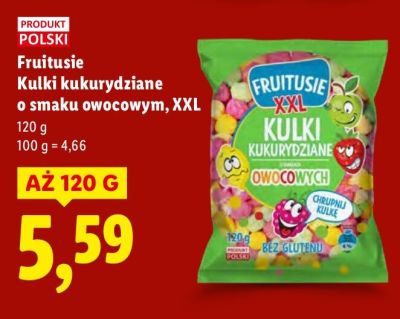 Kulki kukurydziane Fruitusie Kulki kukurydziane o smaku owocowym, XXL promocja w Lidl