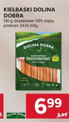Kiełbaski dolina dobra śniadaniowe 100% mięsa, proteina+ promocja w Stokrotka