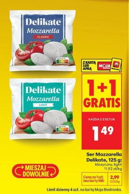 Ser Mozzarella Classic 125g  promocja w Biedronka