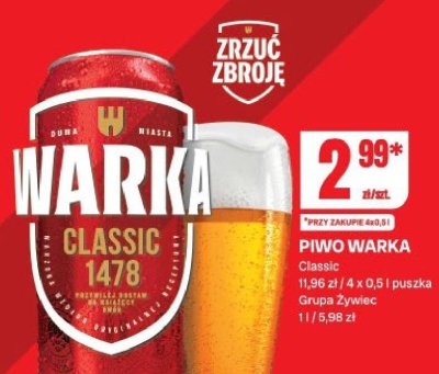 Piwo Warka Classic promocja w Chorten