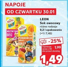 Sok 100 % multiwitamina Hortex leon promocja