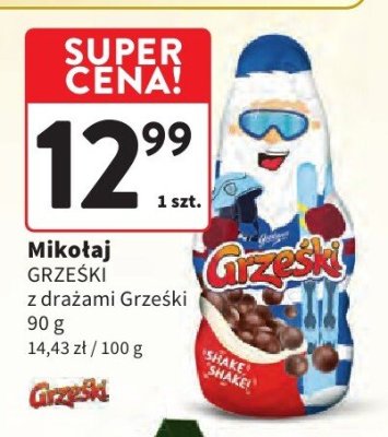 Mikołaj czekoladowy GRZESKI z drażami Grzeski promocja w Intermarche