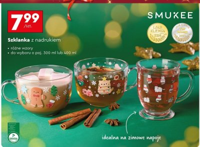 Szklanka z nadrukiem SMUKEE promocja w Biedronka