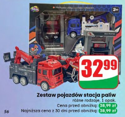 Zestaw pojazdów stacja paliw różne rodzaje promocja w Dino