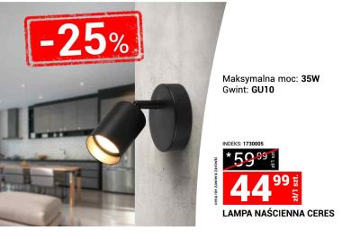 Lampa naścienna CERES 35W GU10 promocja w Merkury Market