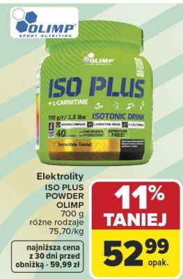 Elektrolity ISO PLUS POWDER OLIMP promocja w Carrefour