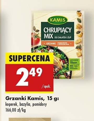 Chrupiący mix do sałatki i zup grzanki koperkowe z papryką Kamis promocja w Biedronka