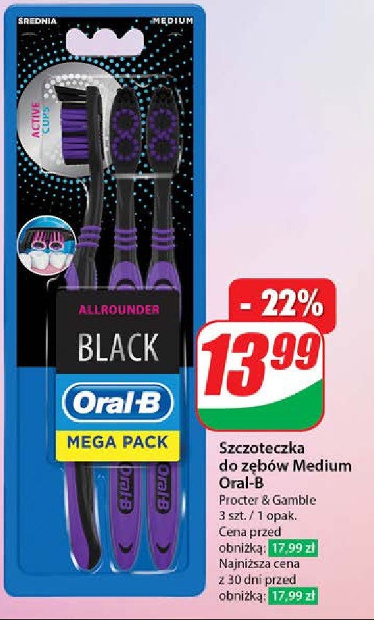 Szczoteczka do z臋b贸w black medium Oral-b allrounder promocja