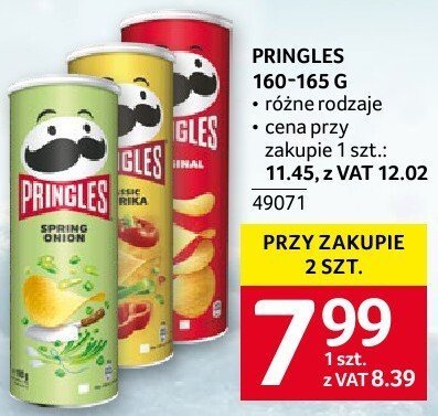 Chipsy Pringles 160-165 G różne rodzaje promocja w Selgros