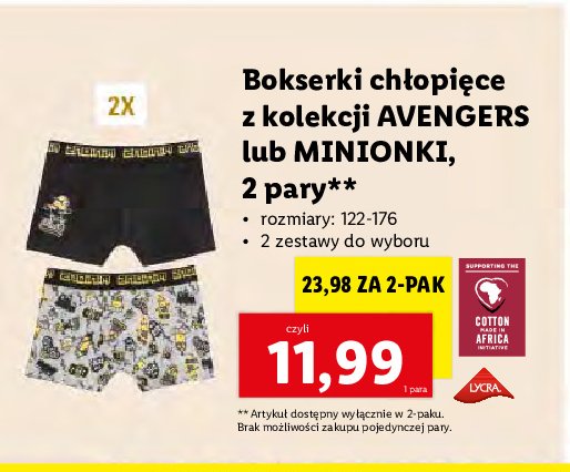 Bokserki ch艂opi臋ce minionki 122-176 cm promocja