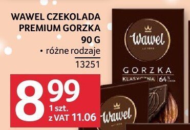 Czekolada Wawel Premium gorzka 90 g promocja w Selgros