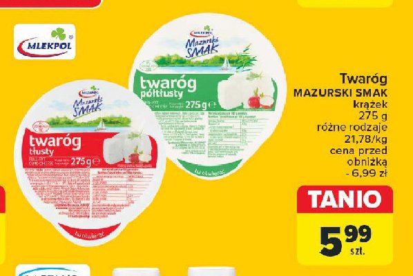 Twaróg tłusty Mlekpol mazurski smak promocja