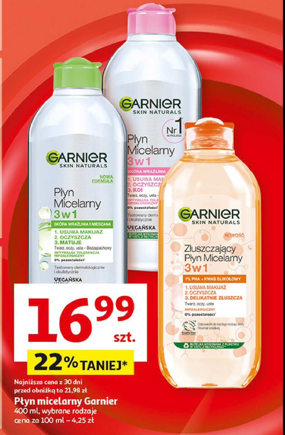 Płyn micelarny złuszczający Garnier skin naturals promocja