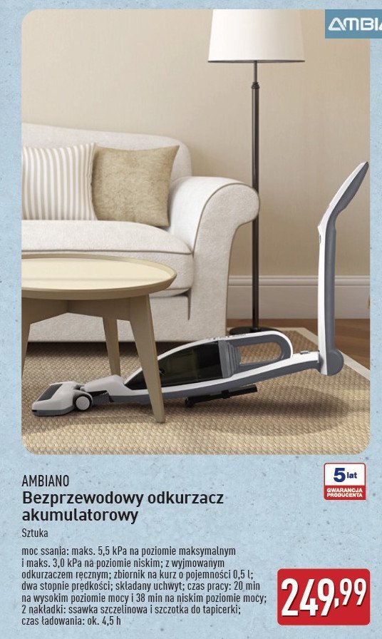 Odkurzacz akumulatorowy AMBIANO promocja w Aldi