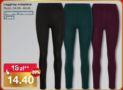 Legginsy ocieplane damskie Rozmiary 34/36-46/48 promocja w Woolworth
