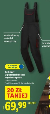 Ogrodniczki Parkside Ogrodniczki robocze męskie ocieplane promocja w Lidl