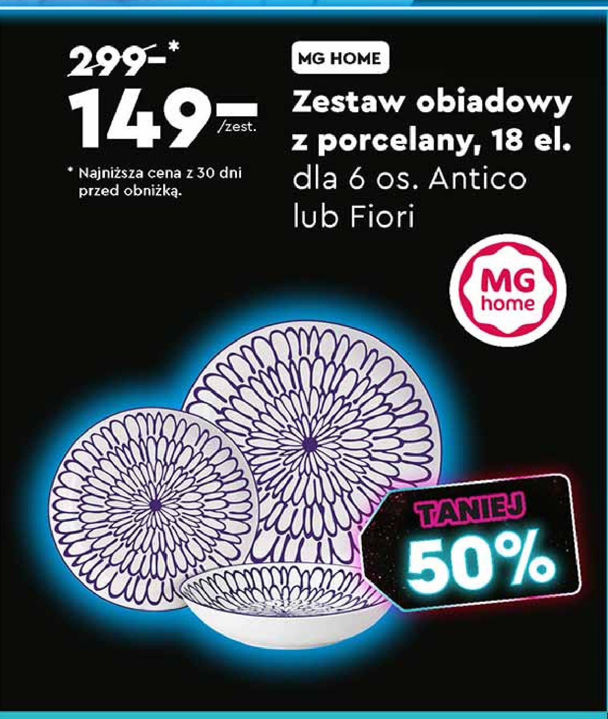 Zestaw obiadowy fiori Mg home promocja w Biedronka