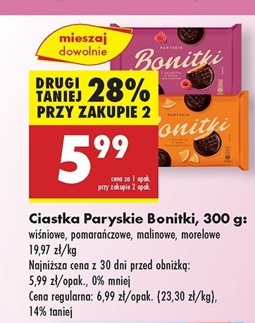 Ciastka paryskie wiśniowe Bonitki promocja w Biedronka