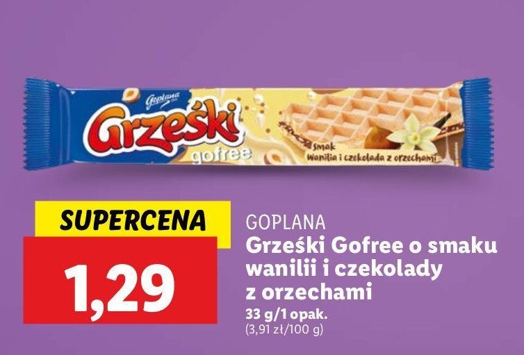 Wafel waniliowo-czekoladowy z orzechami Grześki gofree promocja