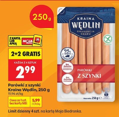 Parówki z szynki Kraina Wędlin promocja w Biedronka
