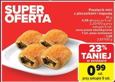 Pasztecik mini z pieczarkami i kapustą 45 g promocja w Carrefour