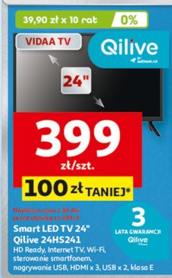Smart LED TV 24" Qilive 24HS241 promocja w Auchan