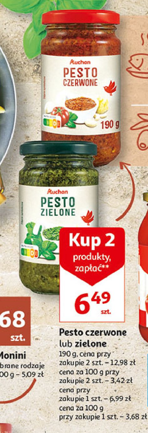 Pesto zielone Auchan różnorodne (logo czerwone) promocja