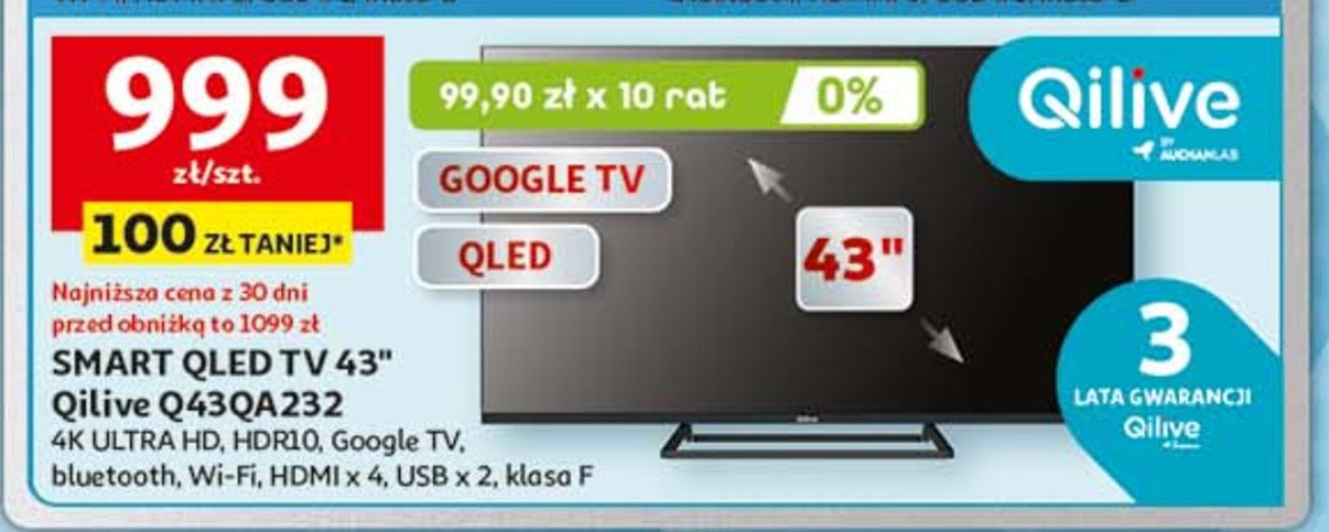 Telewizor 43" q43qa232 Qilive promocja w Auchan