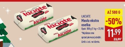 Masło ekstra osełka Łaciate promocja w Aldi