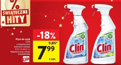Płyn do szyb Clin z rozpylaczem wybrane rodzaje 0,5 l promocja w Intermarche