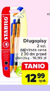 Długopis automatyczny pointbal czarny + niebieski Stabilo promocja