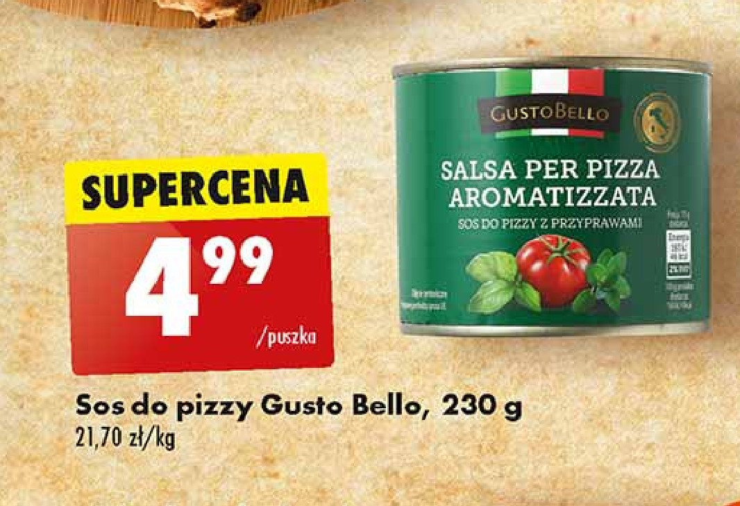 Sos do pizzy z przyprawami Gustobello promocja w Biedronka