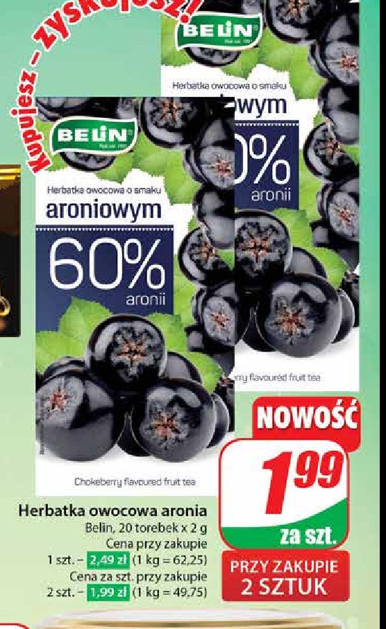 Herbata aronia 60 % Belin promocja