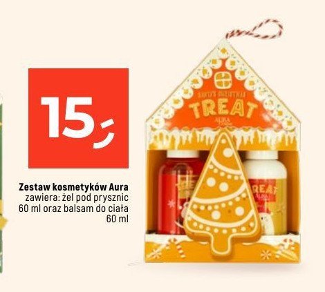 Zestaw świąteczny żel pod prysznic 60 ml + balsam do ciała AURA COSMETICS promocja w Dealz