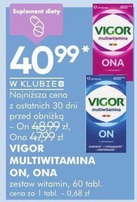 Vigor Multiwitamina ON, ONA zestaw witamin, 60 tabl. promocja w Super-Pharm