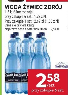 Woda Żywiec Zdrój różne rodzaje promocja w Stokrotka