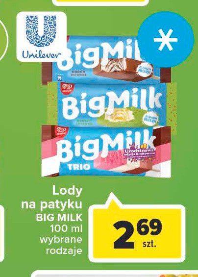 Lód trio Algida big milk promocje