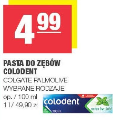 Pasta do zębów COLODENT COLGATE PALMOLIVE wybrane rodzaje promocja w SPAR