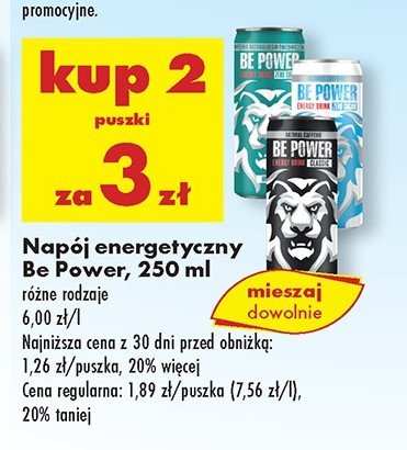 Napój energetyczny mojito Be power promocja w Biedronka