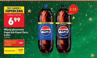 Napój gazowany Pepsi Zero 2,25 l promocja w Biedronka