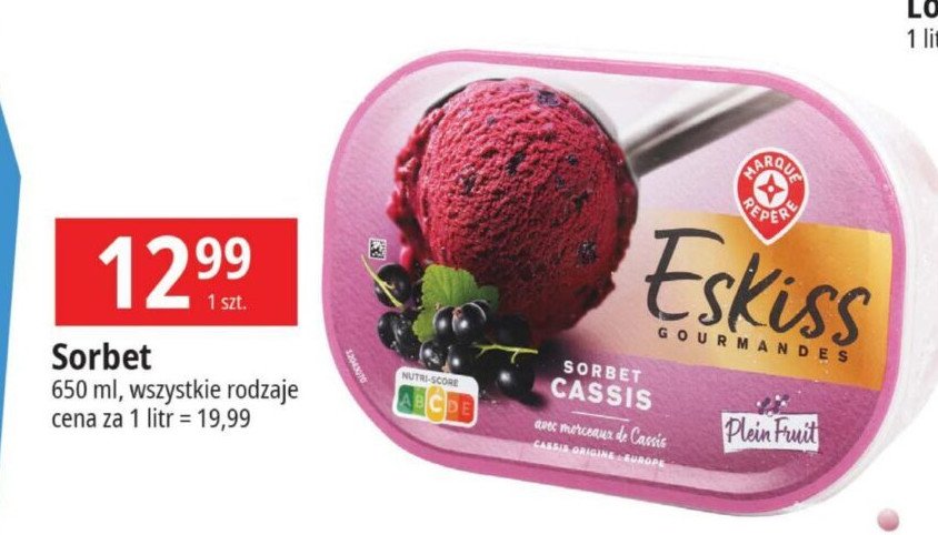 Sorbet czarna porzeczka Wiodąca marka eskiss promocja