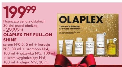 Zestaw kosmetyków OLAPLEX THE FULL-ON SHINE serum N°0.5 5 ml + kuracja N°3 30 ml + szampon N°4 100 ml + odżywka N°5 100 ml + krem wygładzający N°6 100 ml + olejek N°7 30 ml promocja w Super-Pharm